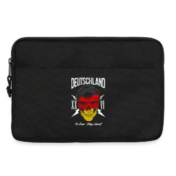 DEUTSCHLAND Fußball Fan Totenkopf Flagge - Laptoptasche 13" - Schwarz - Vorne