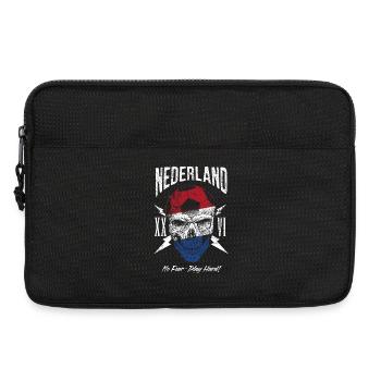 NIEDERLANDE Fußball Fan Totenkopf Flagge - Laptoptasche 13" - Schwarz - Vorne