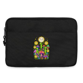 Aliens in the Mushroom Forest Moonlight - Laptop bag 13" - black - Front