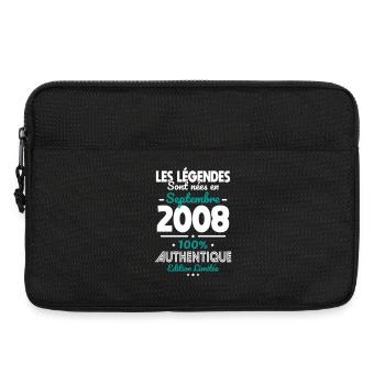 Anniversaire 18 ans - Légendes nées Septembre 2008 - Sacoche pour ordinateur portable 13 pouces - noir - Devant