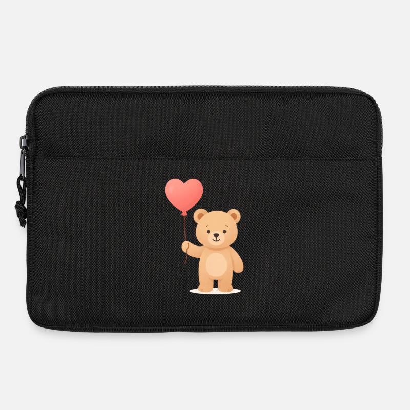 Zarter Bär mit Herzballon - Laptoptasche 13" - Schwarz