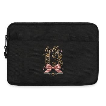 Hello 13 Ans Or et Nœud Rose | Anniversaire Ado - Sacoche pour ordinateur portable 13 pouces - noir - Devant