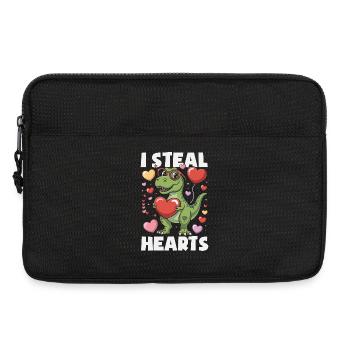 Cœur rétro design de la Saint-Valentin Amour - Sacoche pour ordinateur portable 13 pouces - noir - Devant