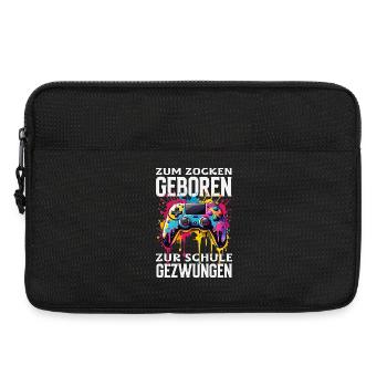 Zum Zocken Geboren Zur Schule Gezwungen Bunt - Laptoptasche 13" - Schwarz - Vorne
