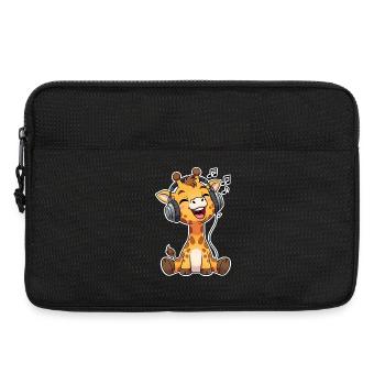 Giraffe Musik Hören Singen - Laptoptasche 13" - Schwarz - Vorne