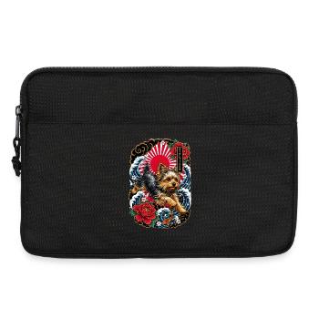 Yorkshire Terrier im Japan Tattoo Stil - Laptoptasche 13" - Schwarz - Vorne