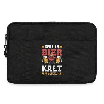 Grillmeister Geschenk Fleisch Wurst & Bier - Laptoptasche 13" - Schwarz - Vorne
