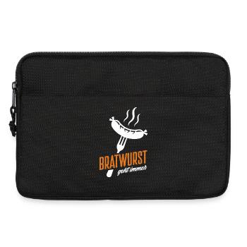 Grillmeister Geschenk Fleisch Wurst & Bier - Laptoptasche 13" - Schwarz - Vorne