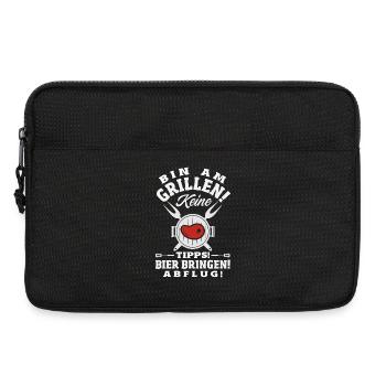 Grillmeister Geschenk Fleisch Wurst & Bier - Laptoptasche 13" - Schwarz - Vorne