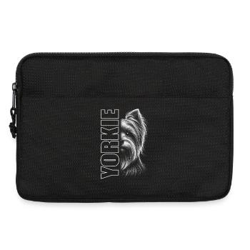 Yorkshire Terrier Porträt mit YORKIE Schriftzug - Laptoptasche 13" - Schwarz - Vorne