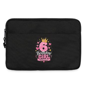 6 Birthday Girl Glitter Crown - Laptop bag 13" - black - Front