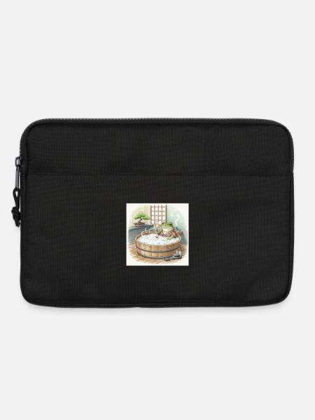 Elegante Froschige Badeszene - Laptoptasche 13" - Schwarz