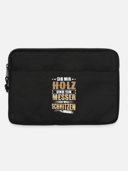 Schnitzen Holz - Laptoptasche 13" - Schwarz