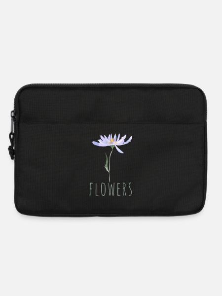 Minimalistische blaue Wildblumen Illustration - Laptoptasche 13" - Schwarz