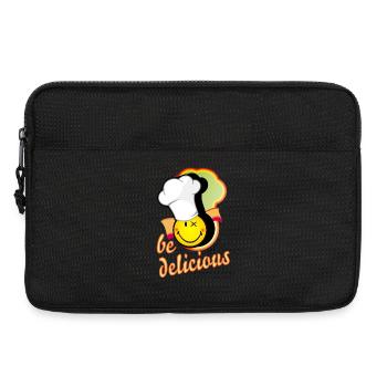 fröhliches Smiley mit großer Kochmütze - Laptoptasche 13" - Schwarz - Vorne