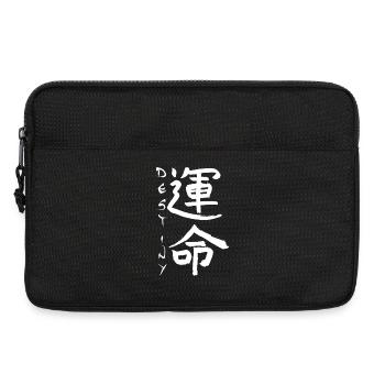 Kanji japonais blanc pour le mot destin - Sacoche pour ordinateur portable 13 pouces - noir - Devant