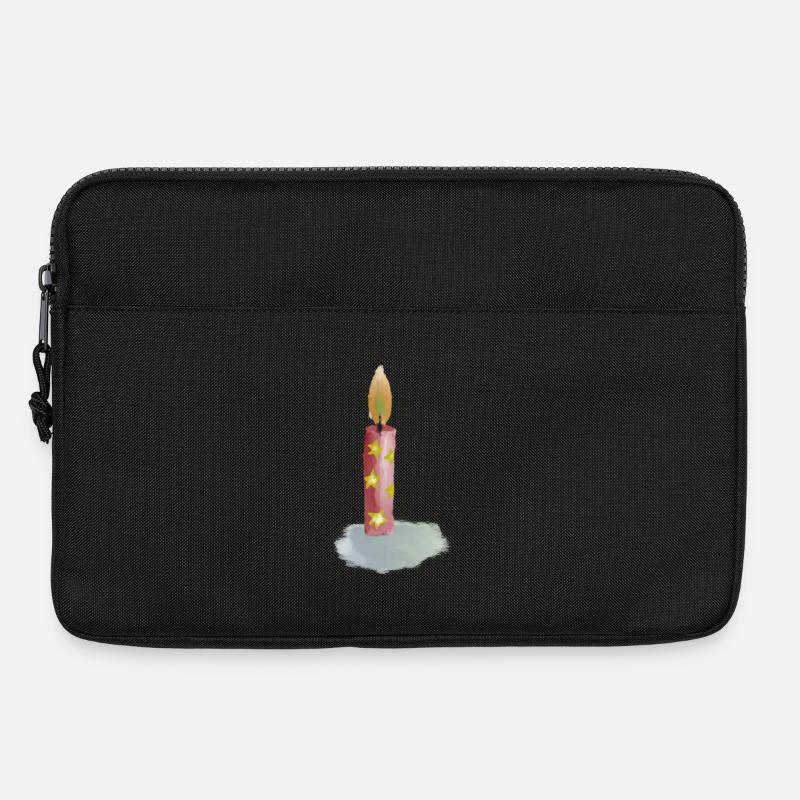Handgezeichnete Geburtstagskerze mit Sternen - Laptoptasche 13" - Schwarz