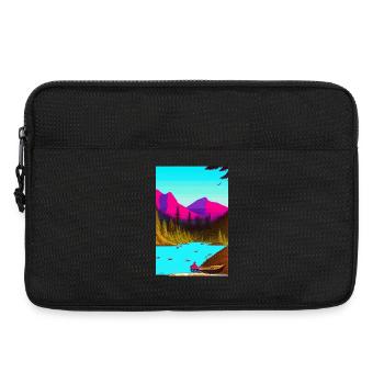 Landscape with lake, boat and mountains - Laptop bag 13" - black - Front