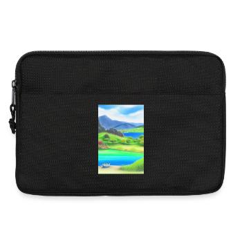 Paysage avec lac, bateau et montagnes - Sacoche pour ordinateur portable 13 pouces - noir - Devant