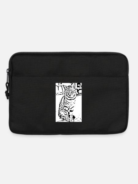 Katze schwarzweiß Katzenshirt Geschenk - Laptoptasche 13" - Schwarz