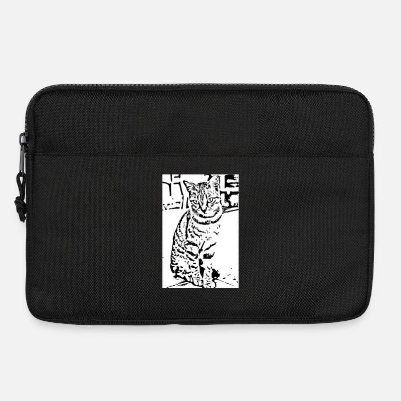 Katze schwarzweiß Katzenshirt Geschenk - Laptoptasche 13" - Schwarz