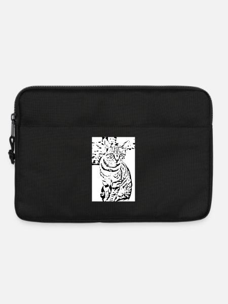 Katze schwarzweiß - Laptoptasche 13" - Schwarz