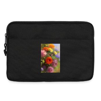 Flowers and butterfly - Laptop bag 13" - black - Front