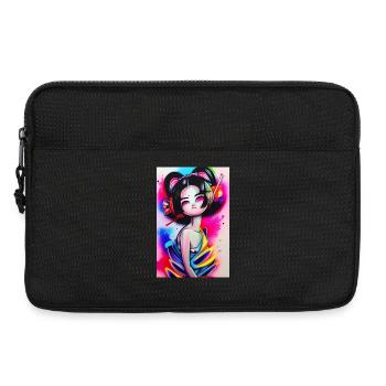 Portrait de graffiti de geisha au néon - Sacoche pour ordinateur portable 13 pouces - noir - Devant