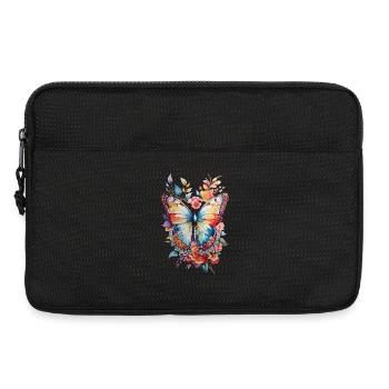 Buntes Schmetterlings-Blumendesign - Laptoptasche 13" - Schwarz - Vorne