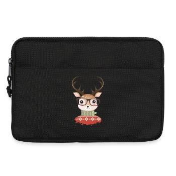 Cerf avec pull de Noël et lunettes de nerd - Sacoche pour ordinateur portable 13 pouces - noir - Devant