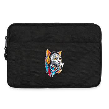 Katze hört Musik - Laptoptasche 13" - Schwarz - Vorne