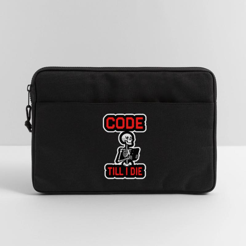 Skelett mit Computer CODE TILL I DIE Laptoptasche 13"