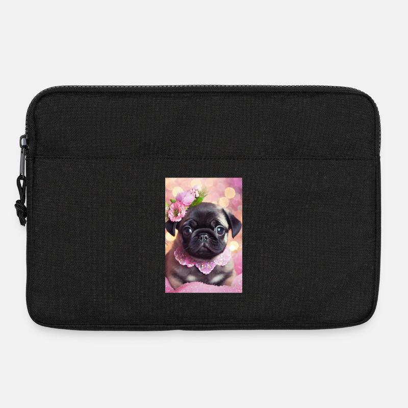 Hübsche Bulldogge mit Blumenkranz - Laptoptasche 13" - Schwarz
