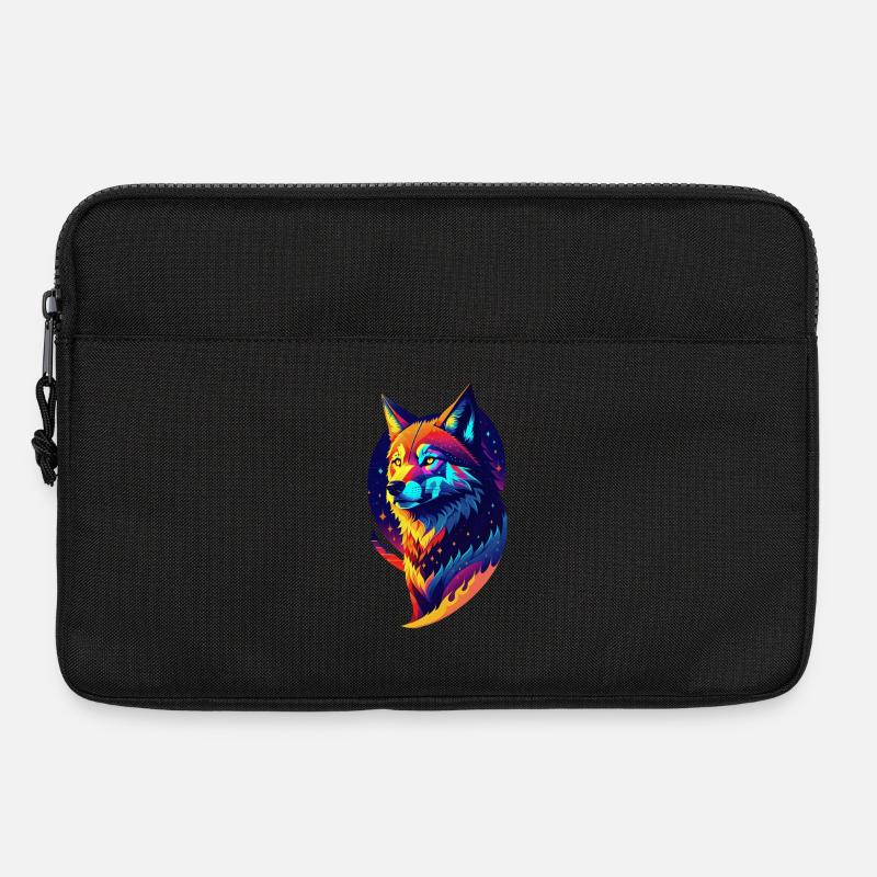 Wolf in der Nacht - Mehrfarbiges Dekor - Laptoptasche 13" - Schwarz