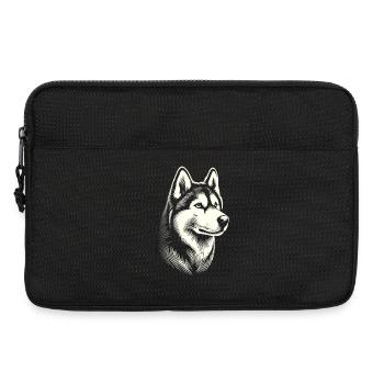 Husky head, black white, dog sled - Laptop bag 13" - black - Front