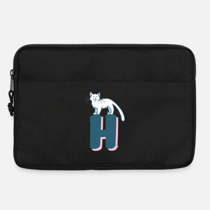 Katze Buchstabe H - Laptoptasche 13" - Schwarz