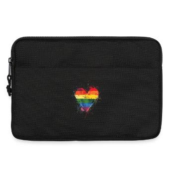 Abstraktes Regenbogenherz mit Tintenspritzern - Pride - Laptoptasche 13" - Schwarz - Vorne