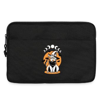 Katze Mondphasen Halloween - Laptoptasche 13" - Schwarz - Vorne