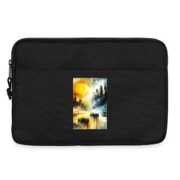 Paysage urbain double : transition abstraite entre le jour et la nuit - Sacoche pour ordinateur portable 13 pouces - noir - Devant