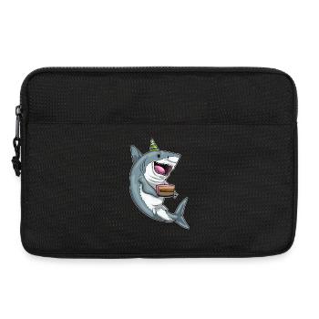 Gâteau d’anniversaire requin - Sacoche pour ordinateur portable 13 pouces - noir - Devant