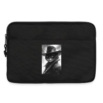 Schwarzweiß-Katze im Cowboylook - Laptoptasche 13" - Schwarz - Vorne