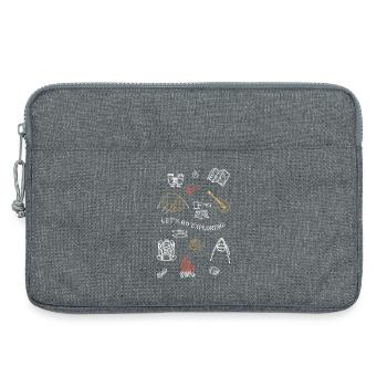 Camping Adventure Outline Design - Sacoche pour ordinateur portable 13 pouces - gris chiné - Devant