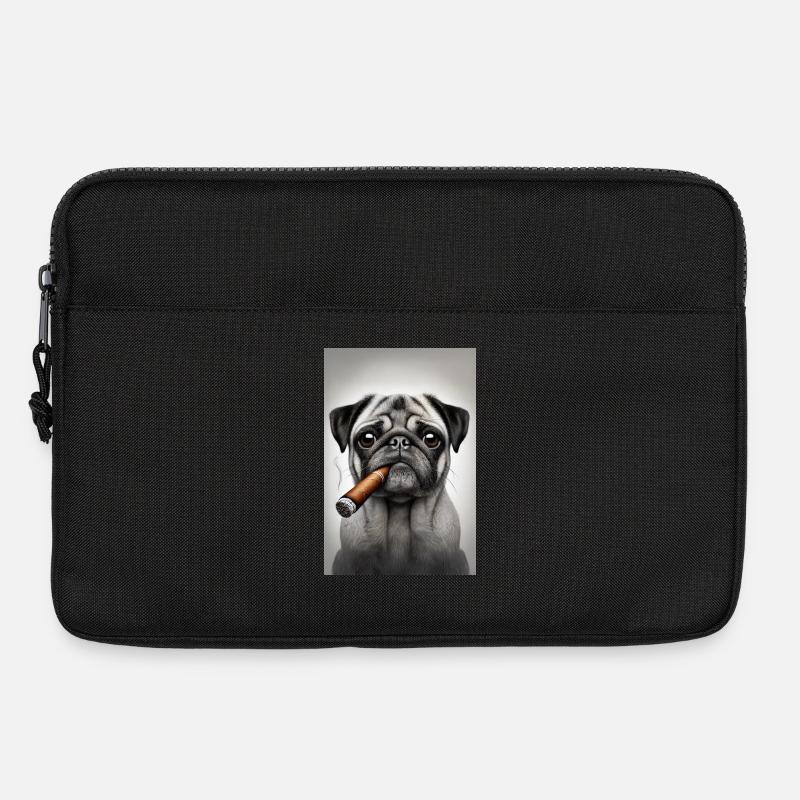 Mops mit Zigarre - Laptoptasche 13" - Schwarz