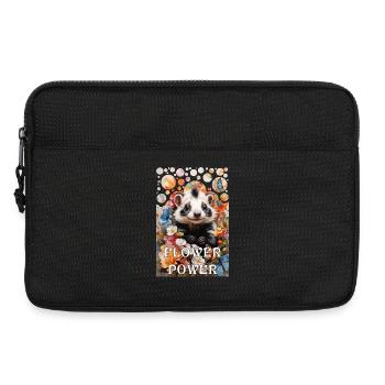 Hippie Flower Power süßes Stinktier im Blütenmeer - Laptoptasche 13" - Schwarz - Vorne