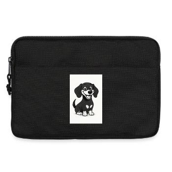 Happy dachshund black and white - Laptop bag 13" - black - Front