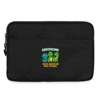 Dino Einschulung | Neues Abenteuer Neue Freunde - Laptoptasche 13" - Schwarz - Vorne