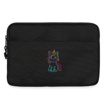 Sitzendes Neon Einhorn | Fantasy Leucht-Design Süß - Laptoptasche 13" - Schwarz - Vorne