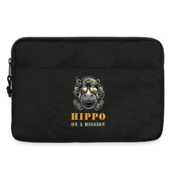Hippopotame en mission - Conception militaire - Sacoche pour ordinateur portable 13 pouces - noir - Devant