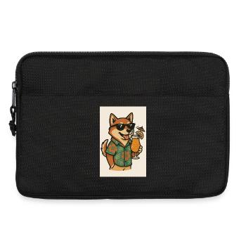 Dog with Hawaiian shirt and cocktail - Laptop bag 13" - black - Front