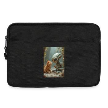 Alien Creature with Cat Companion - Laptop bag 13" - black - Front